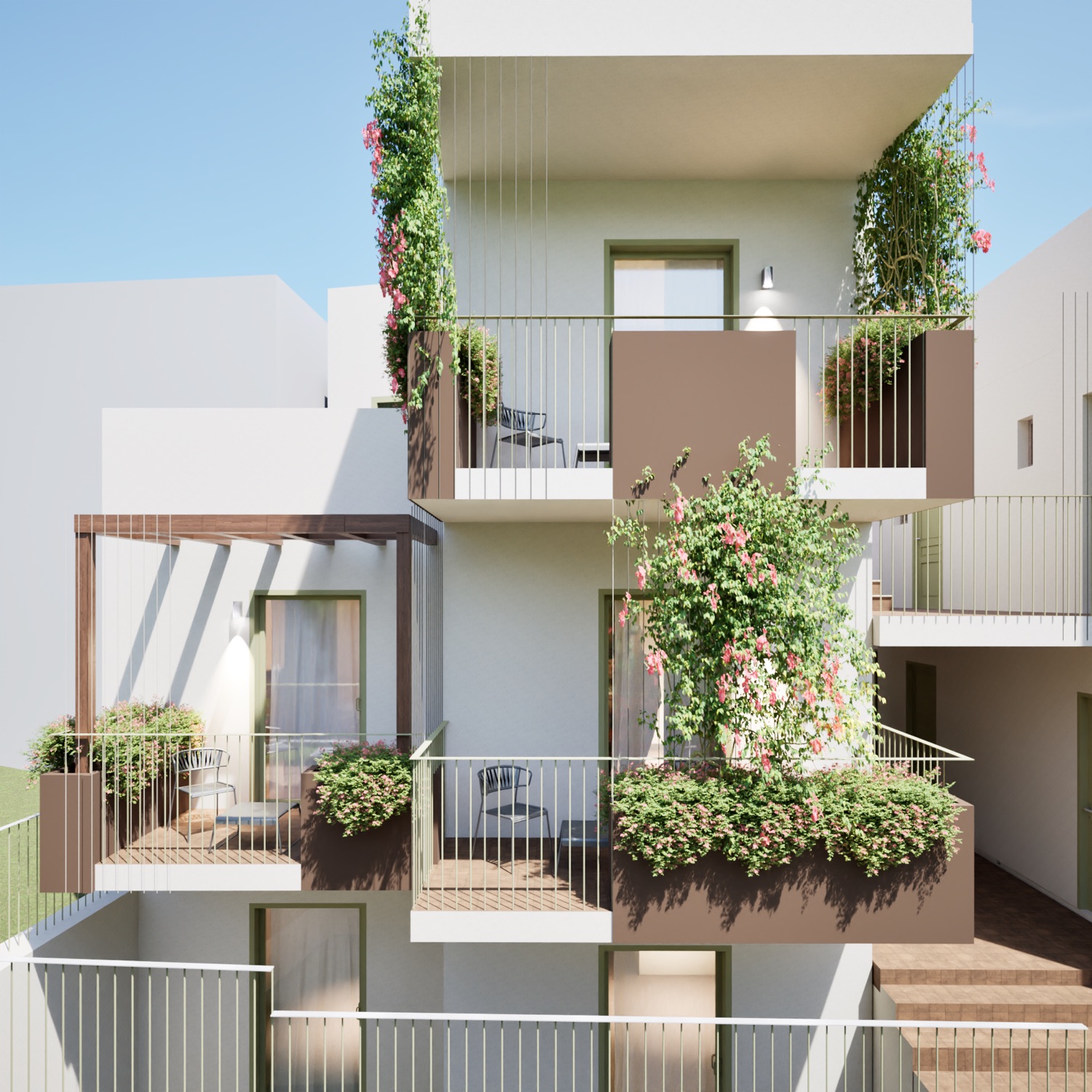 Shutters, open to the south