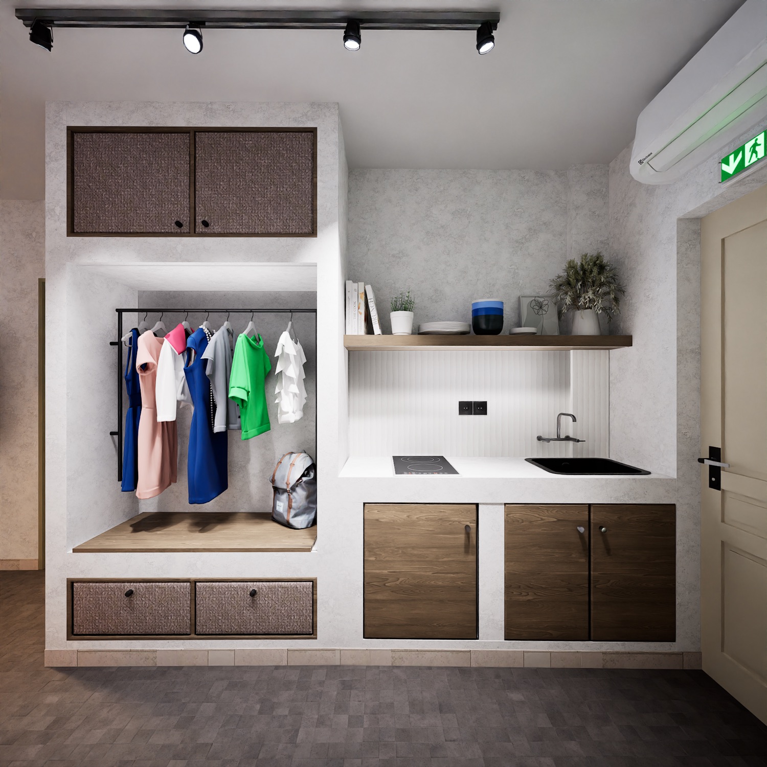 Wardrobe and dressing.