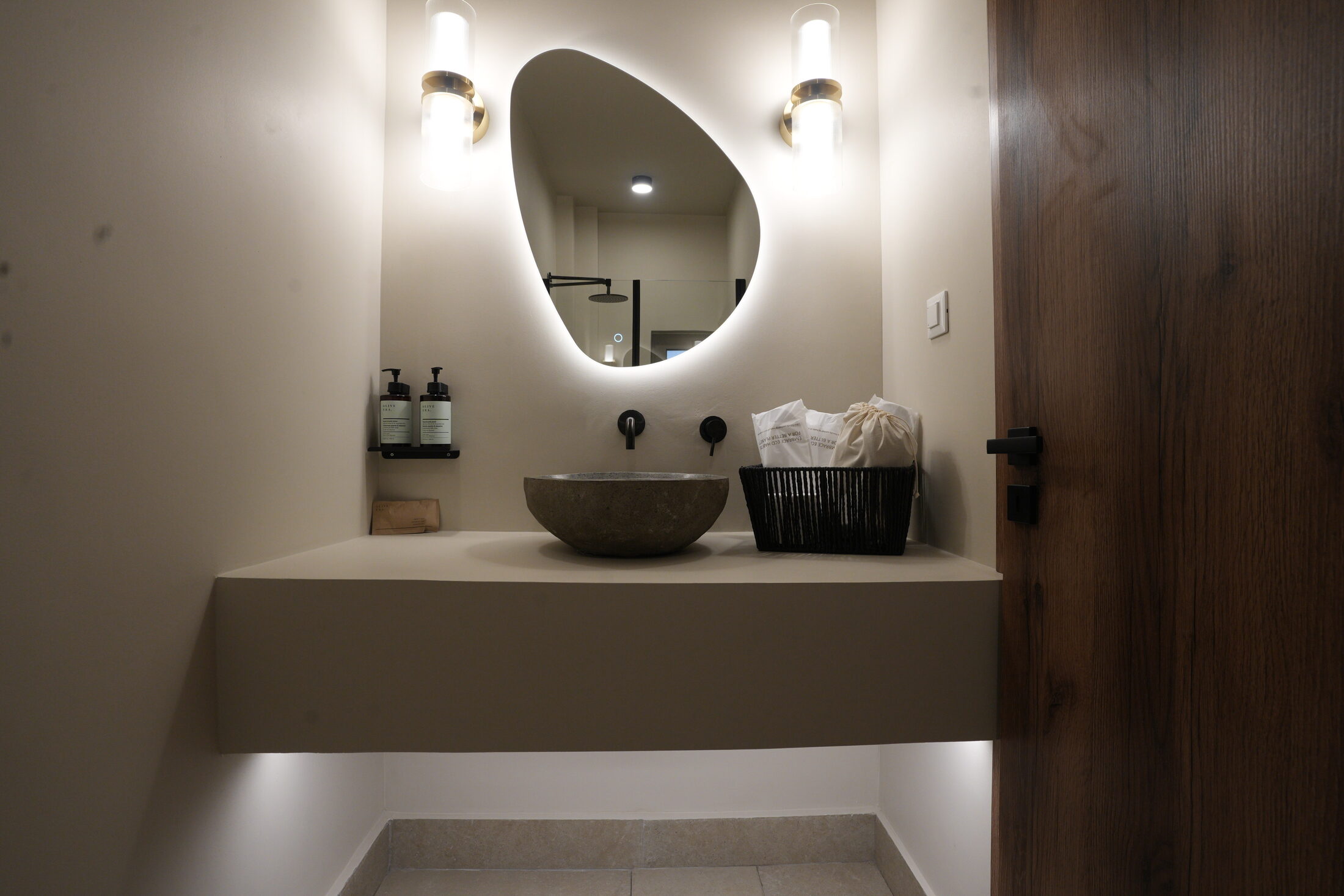 Terrazzo + brass.
