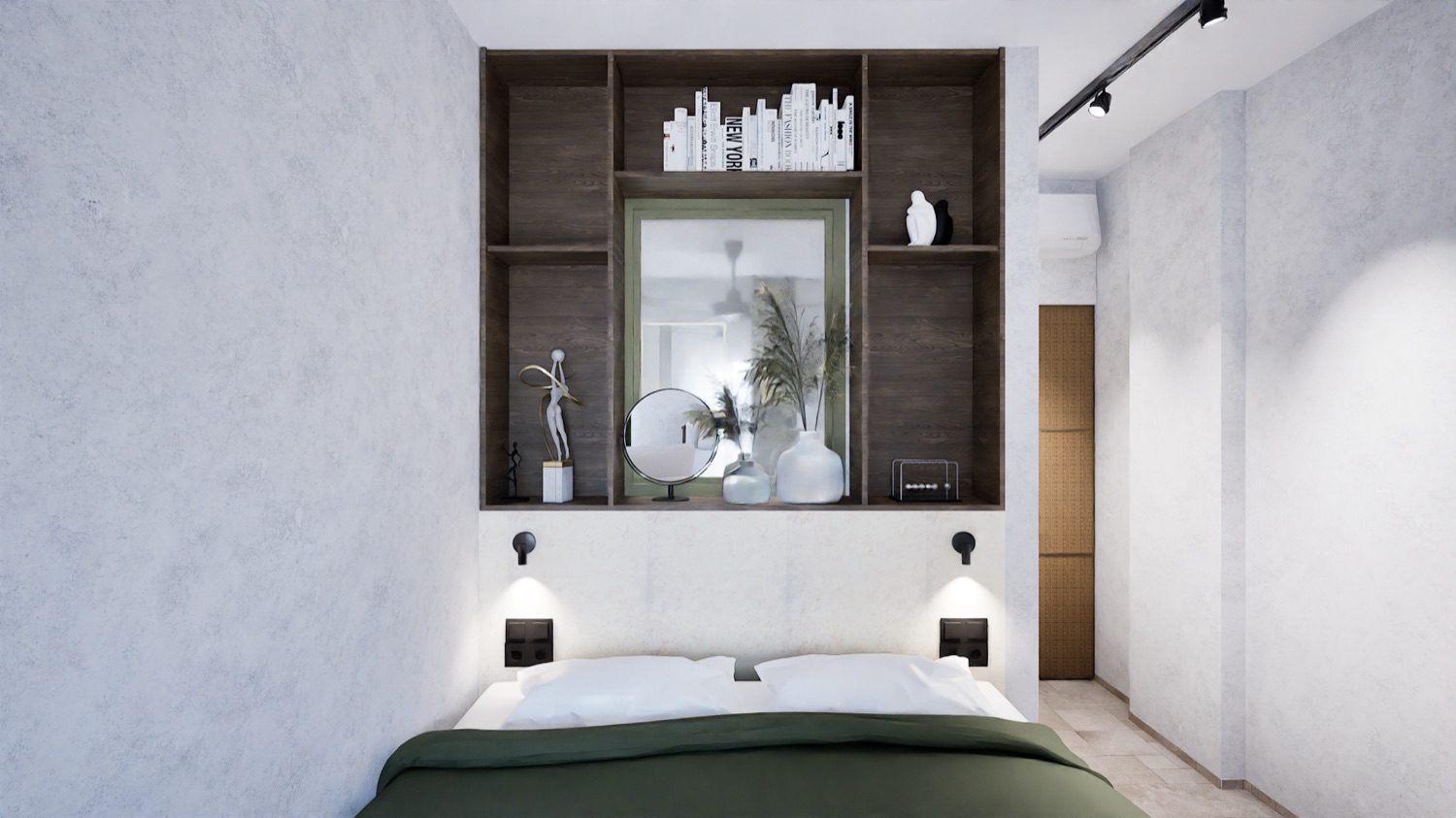 Olive linen, a place to sit.