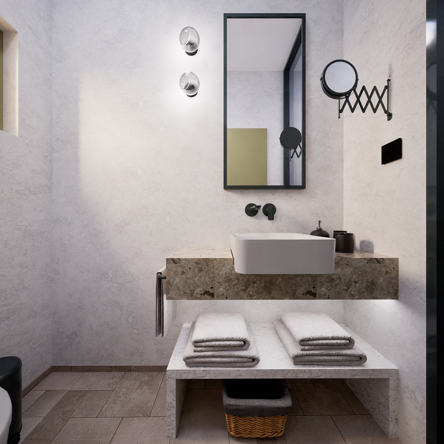 Terrazzo + brass.