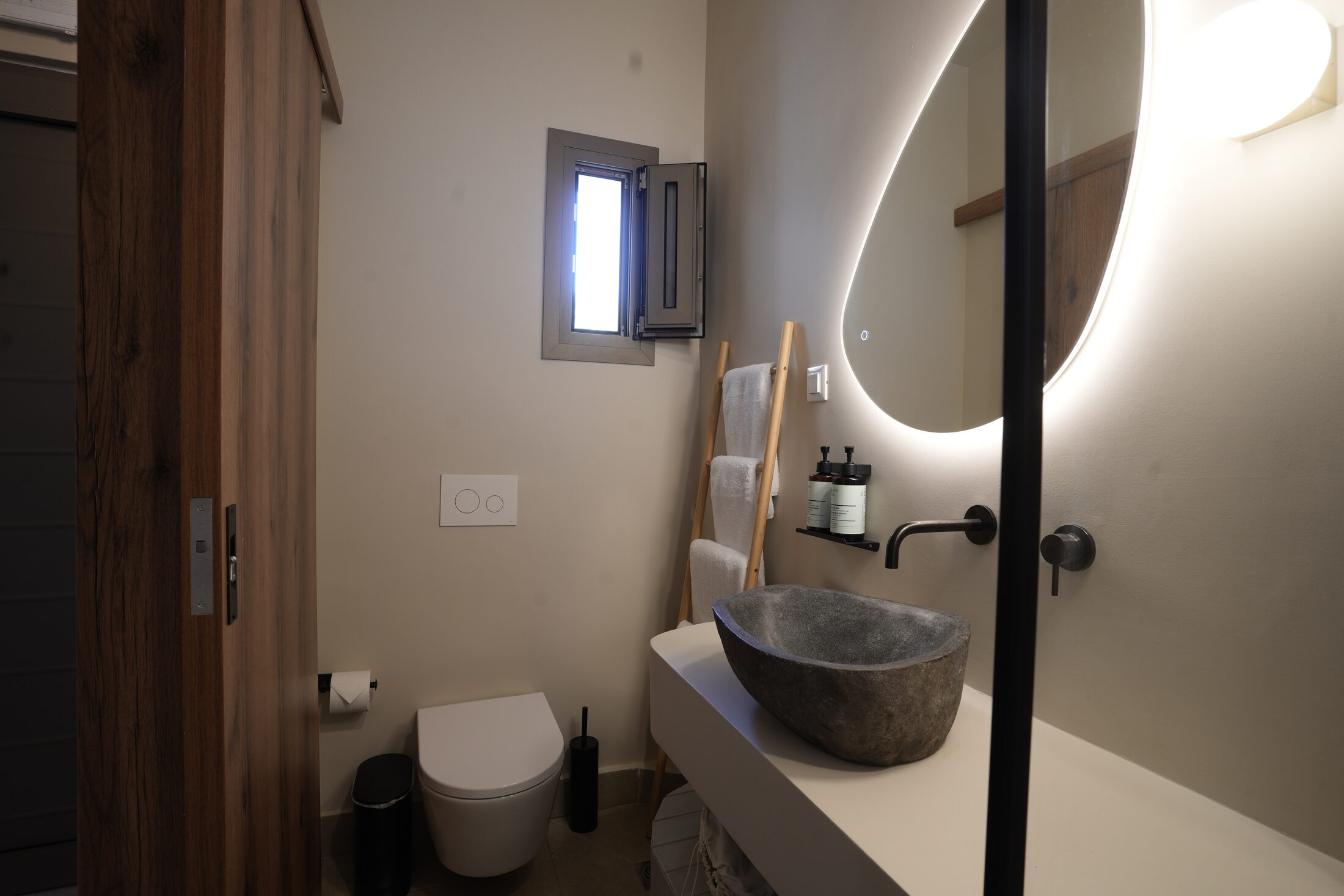 The walk-in shower.